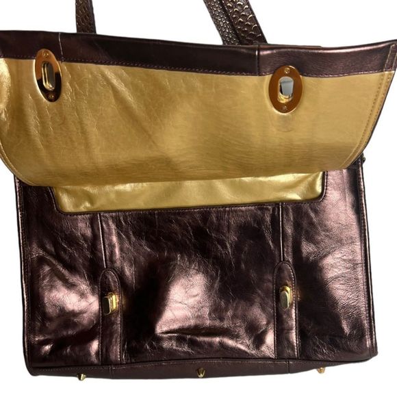 La Gioe di Toscana Metallic Leather Handbag Purse - Picture 6 of 9